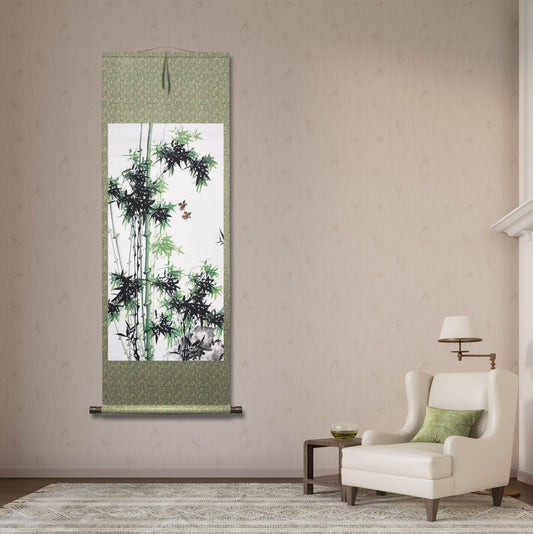 Chinese painting-bamboo and birds. Study decoration, lobby decoration