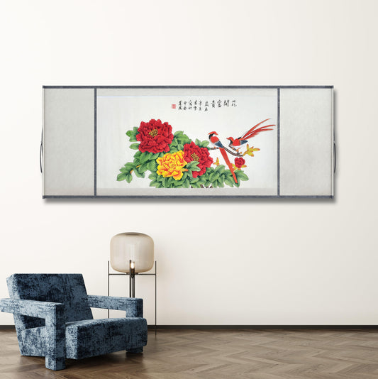 Chinese claborate-style painting . Study decoration, lobby decoration