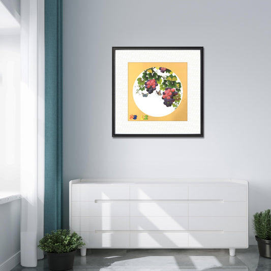 Chinese realistic painting-detailed drawing. Painted on hard paper jam Grapes. Best wishes for pregnancy