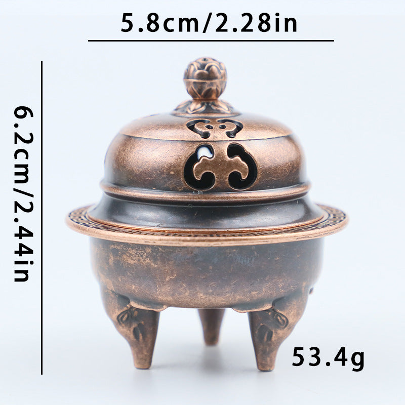 Rongsheng Incense Burner Mini Hollow Lotus Boshan Furnace Lucky Lion Indoor Incense Burner Antique Incense Holder Vintage Stove