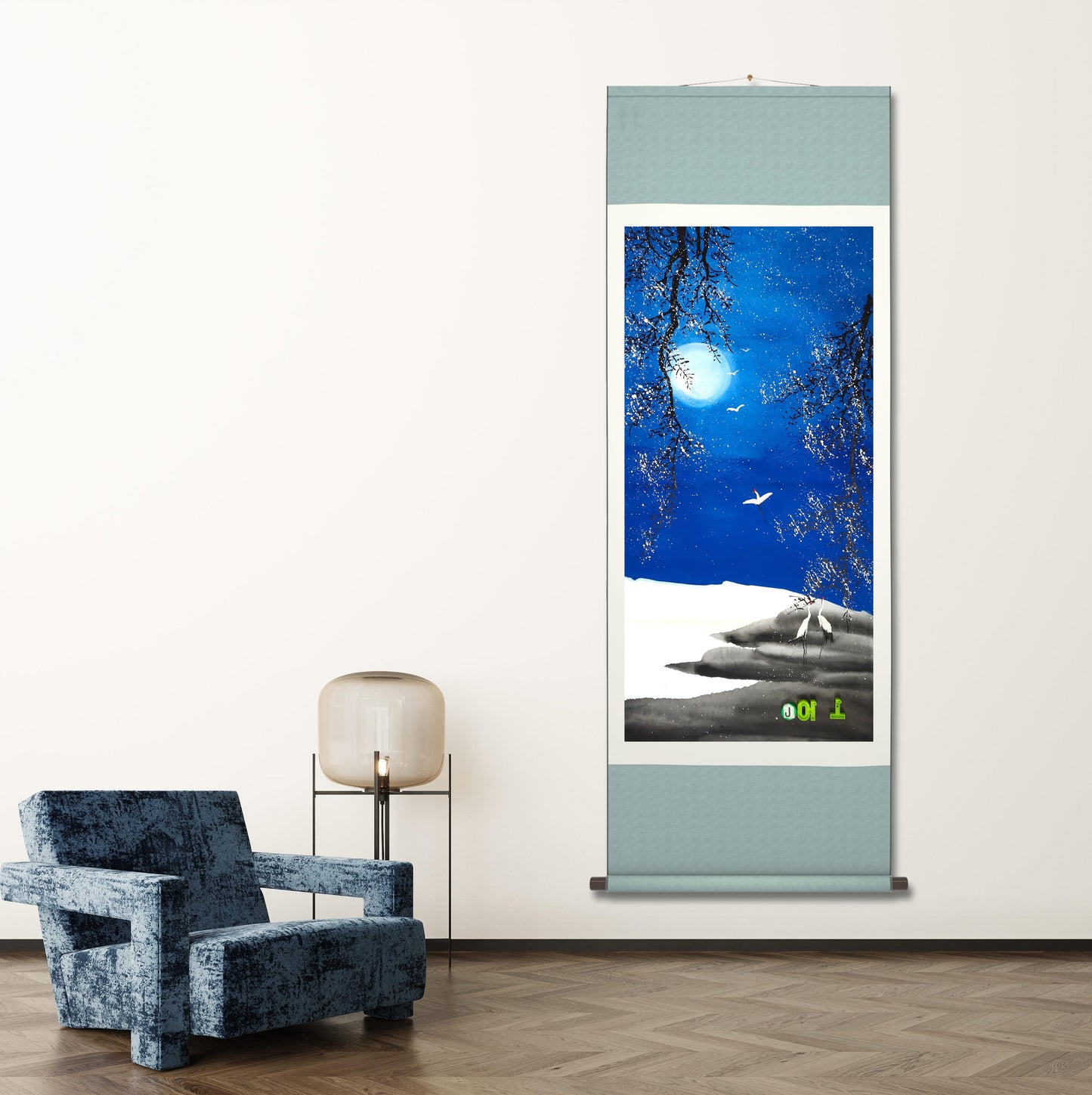 Chinese painting-Night with stars.