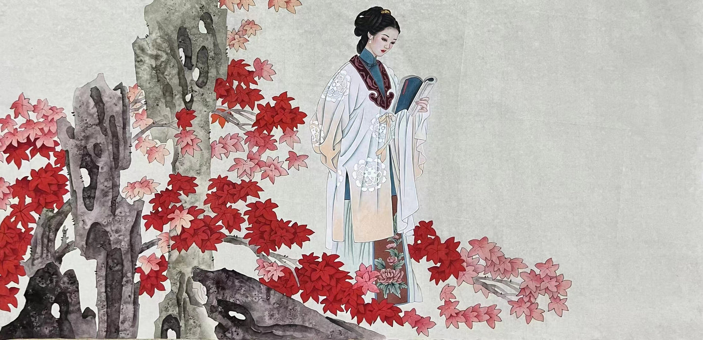 Chinese painting——portrait of a lady, beautiful and graceful lady.