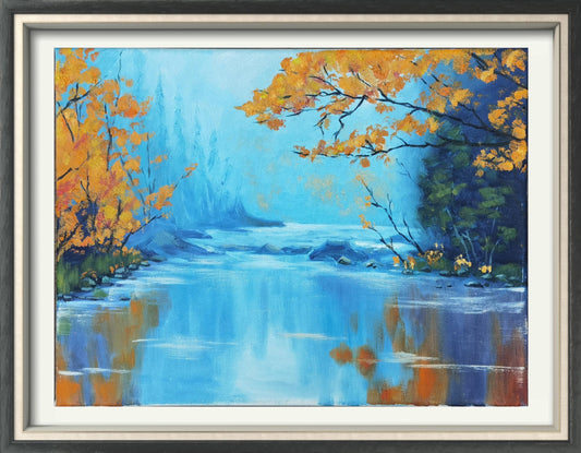 Oil painting-river in the jungle