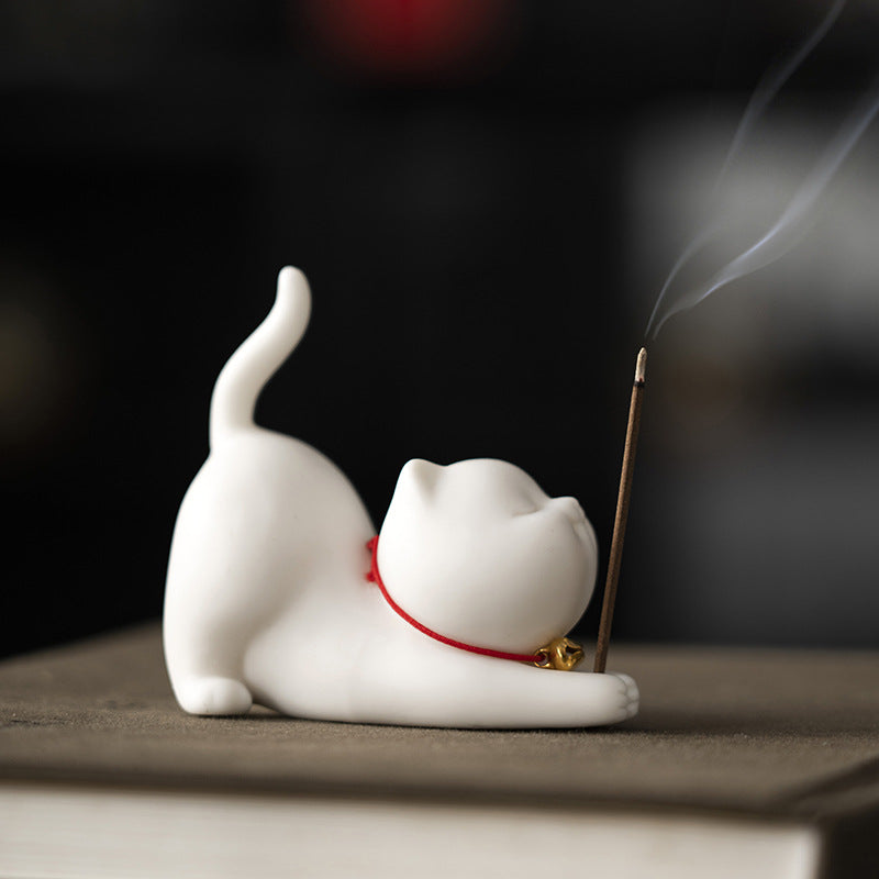 Palace Museum's Cultural and Creative Products Chinese Style Cat Cute Office Desktop Car Cat Incense Holder Decoration Mini Decoration Suit