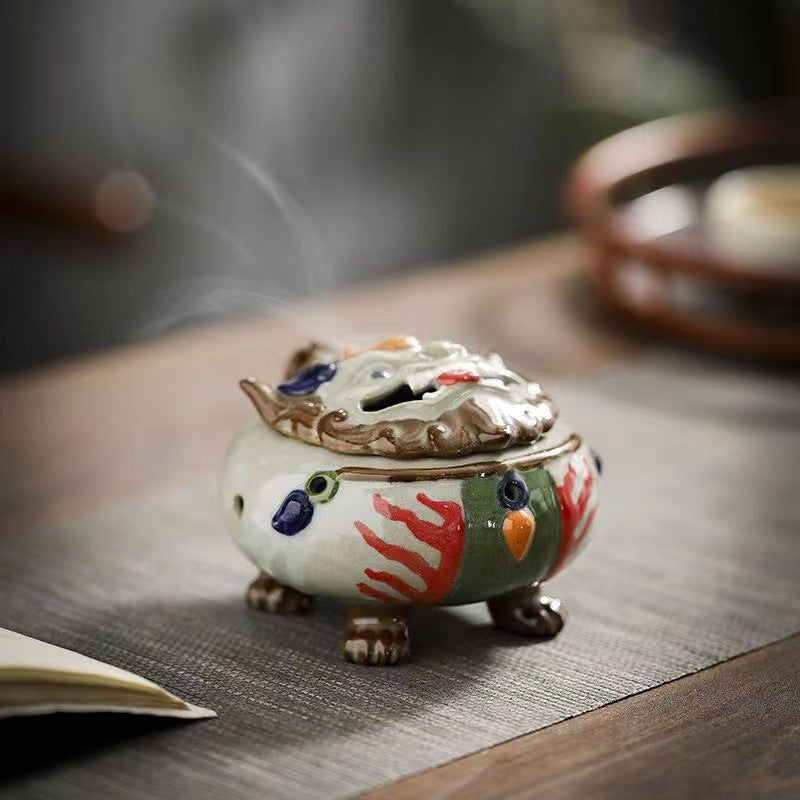 Lion Ceramic Incense Coil Burner Crafts Incense Ornaments Backflow Incense Burner Creative Home Incense Holder Incense Burner Tea Ornaments