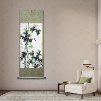 Chinese painting-bamboo and birds.  Study decoration, lobby decoration