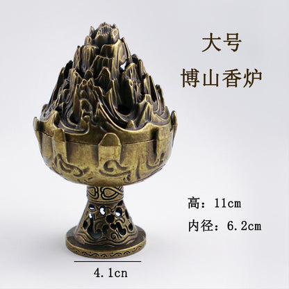 Rongsheng Incense Burner Mini Hollow Lotus Boshan Furnace Lucky Lion Indoor Incense Burner Antique Incense Holder Vintage Stove