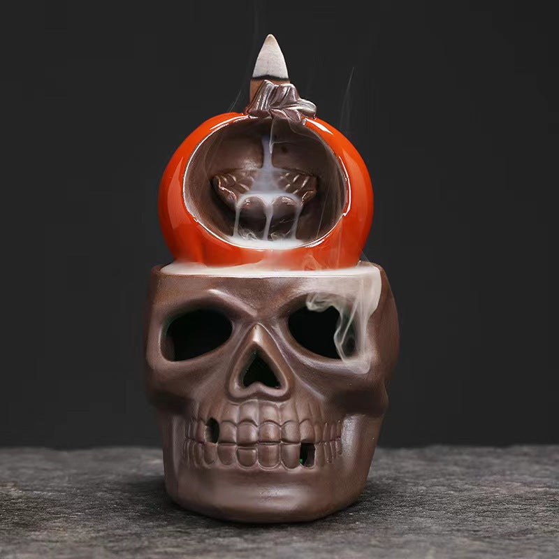 Backflow Incense Burner Backflow Halloween Skull Pumpkin Creative Crafts Decoration Incense Burner Sandalwood