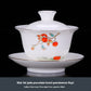 Dehua White Jade White Porcelain Three Pieces Gaiwan Single Gold Painting Tea Brewing Bowl Meeting High-End Tea Set Modern Ceramic Household