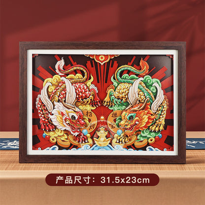 National Fashion Ancient Style Xingshi Photo Frame3d Three-Dimensional Painting with Photo Frame Festival Festive Ornaments Chinese Spring Festival Gifts Chinese New Year