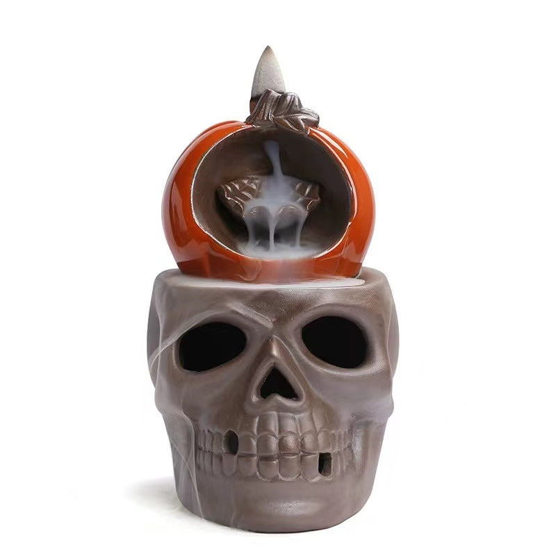 Backflow Incense Burner Backflow Halloween Skull Pumpkin Creative Crafts Decoration Incense Burner Sandalwood