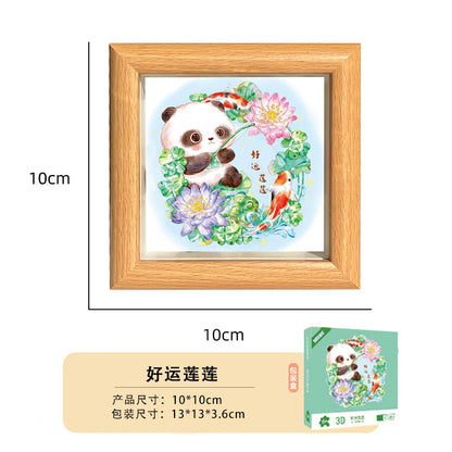 Cute Funny Panda Hollow Decorative 3D Painting Table DIY Home Decorative Small Ornaments3D Three-Dimensional Paper Sculpture Painting Chinese New Year