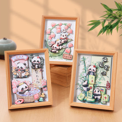 New Chinese National Treasure Panda3D Three-Dimensional diy Paper-Cut Painting Tourist Attractions Commemorative Gift Photo Frame Decoration Chinese New Year