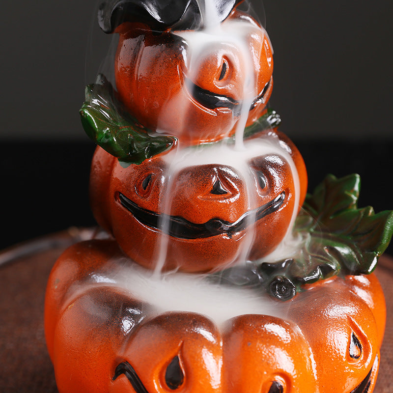 Original Resin Halloween Pumpkin Backflow Incense Burner Creative European Ghost Festival Backflow Incense Burner Gift