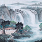 Chinese painting-landscape. Green a mountain and waterfall