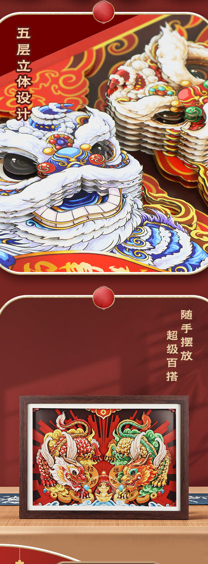 National Fashion Ancient Style Xingshi Photo Frame3d Three-Dimensional Painting with Photo Frame Festival Festive Ornaments Chinese Spring Festival Gifts Chinese New Year