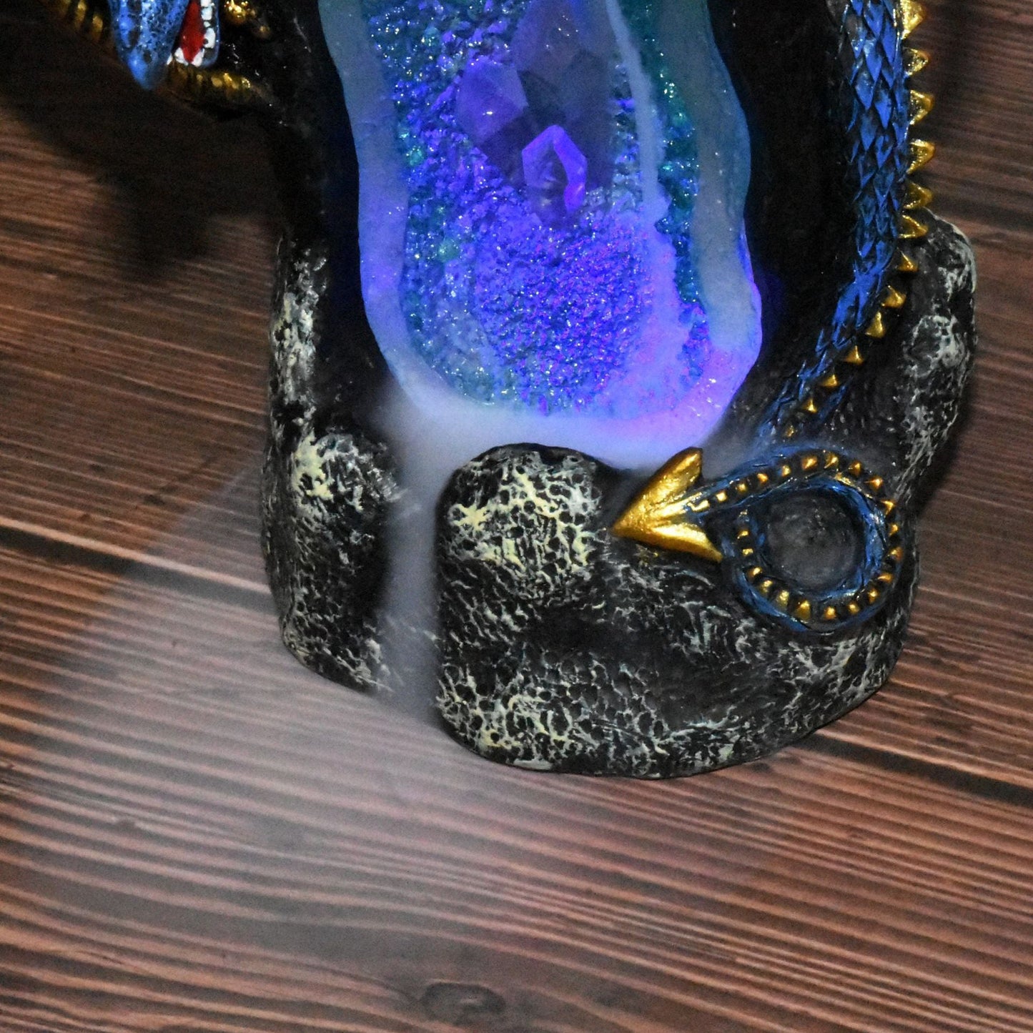 Resin Censer Double-Headed Dragon Creative Home Crafts Backflow Incense Led Colorful Crystal Lamp Incense Burner