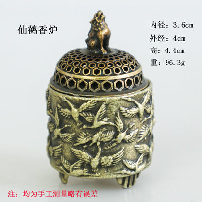 Rongsheng Incense Burner Mini Hollow Lotus Boshan Furnace Lucky Lion Indoor Incense Burner Antique Incense Holder Vintage Stove