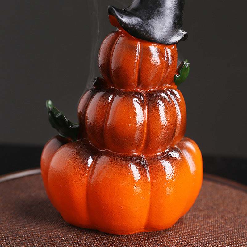 Original Resin Halloween Pumpkin Backflow Incense Burner Creative European Ghost Festival Backflow Incense Burner Gift