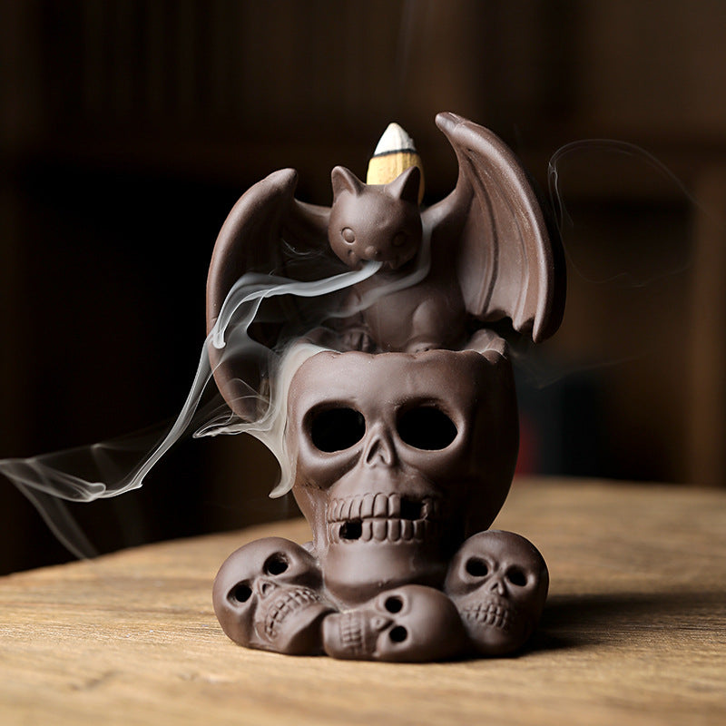 Blue Incense Burner Creative Skull Easter Halloween Backflow Incense Burner Sandalwood and Incense Burner Aromatherapy Decoration