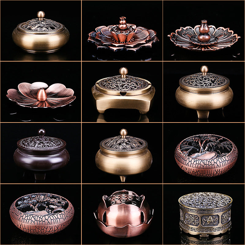 Incense Burner Household Incense Coil Burner Multi-Purpose Incense Burner Antique Sandalwood Stove Joss-Stick Incense Burner Buddha Offering Incense Incense Ornaments