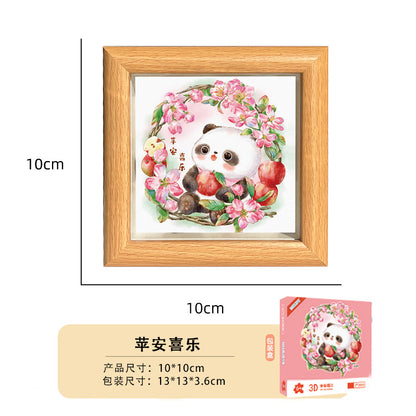 Cute Funny Panda Hollow Decorative 3D Painting Table DIY Home Decorative Small Ornaments3D Three-Dimensional Paper Sculpture Painting Chinese New Year