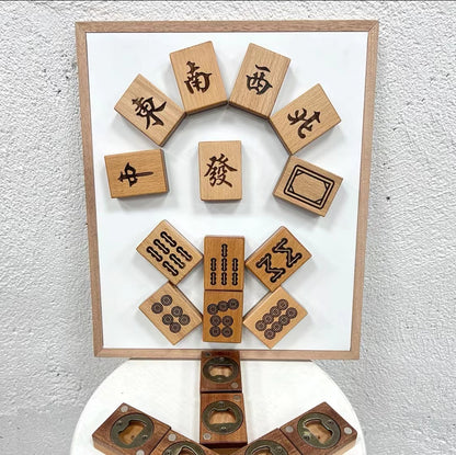 Wooden fridge magnets+bottle opener