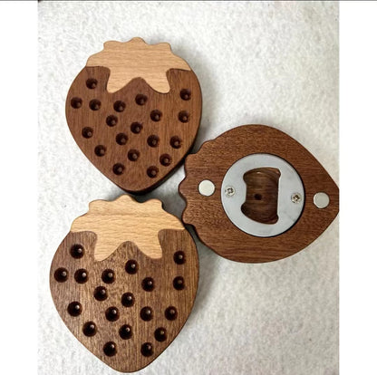 Wooden fridge magnets+bottle opener