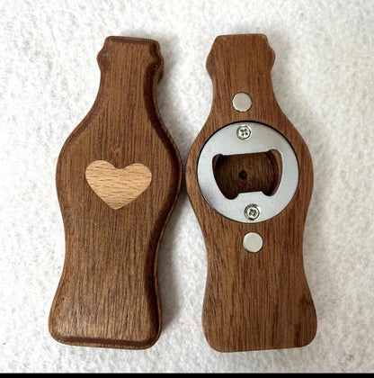 Wooden fridge magnets+bottle opener