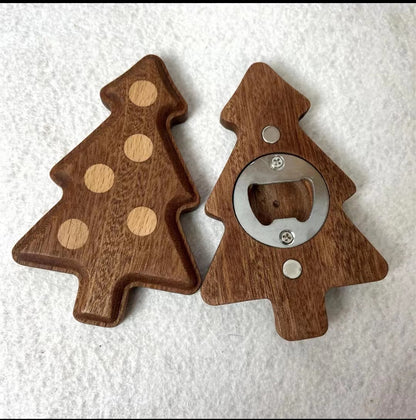 Wooden fridge magnets+bottle opener