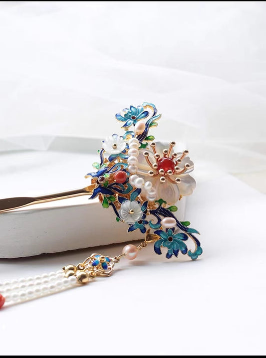 Chinese style hair clip Blueing