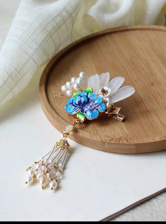Chinese style hair clip Blueing