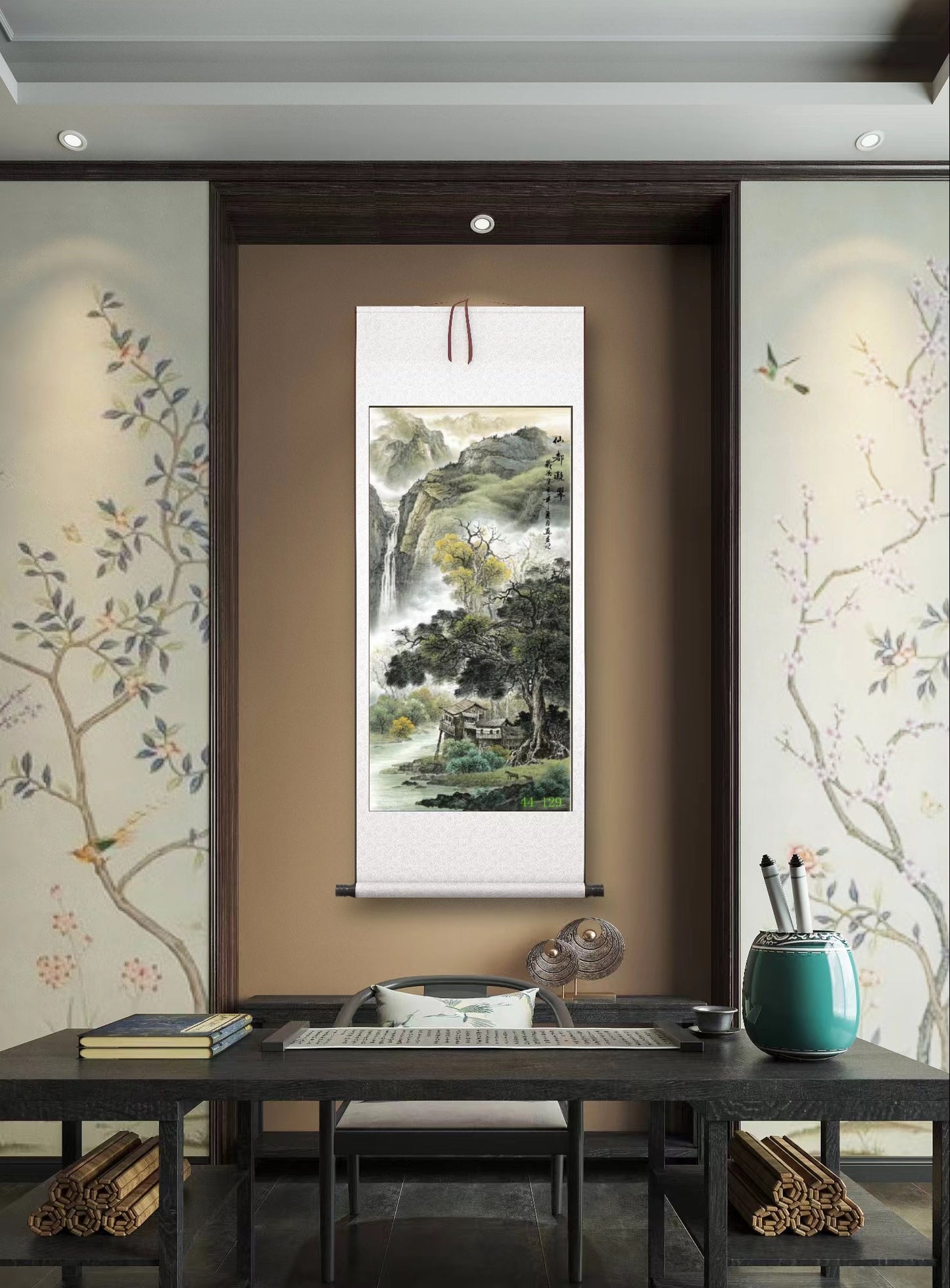 Chinese painting-decoration pictures of golden pheasant and four gentlemen plants