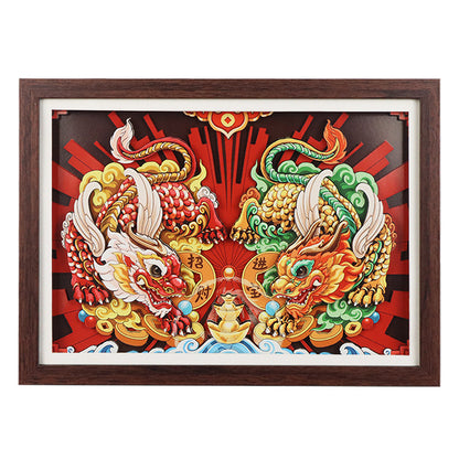 National Fashion Ancient Style Xingshi Photo Frame3d Three-Dimensional Painting with Photo Frame Festival Festive Ornaments Chinese Spring Festival Gifts Chinese New Year