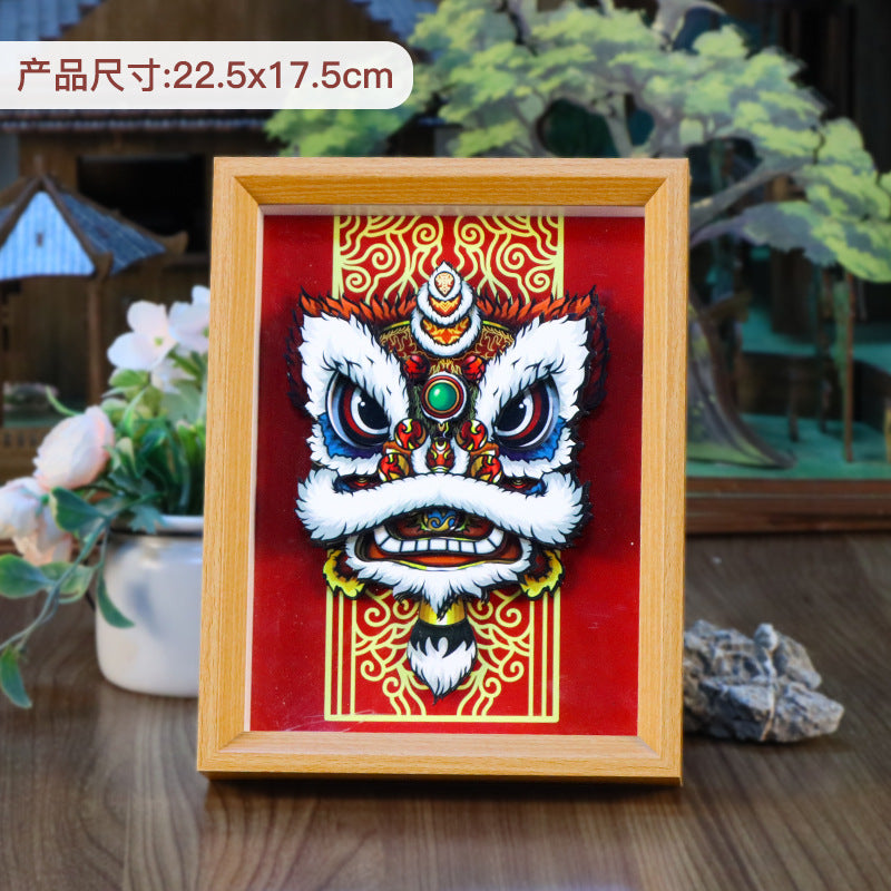 8Chinese-Style Chinese-Style Lion-Shaking diy Paper-Cut Painting Ornaments3D Three-Dimensional Photo Frame Chinese New Year