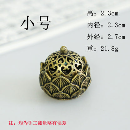 Rongsheng Incense Burner Mini Hollow Lotus Boshan Furnace Lucky Lion Indoor Incense Burner Antique Incense Holder Vintage Stove