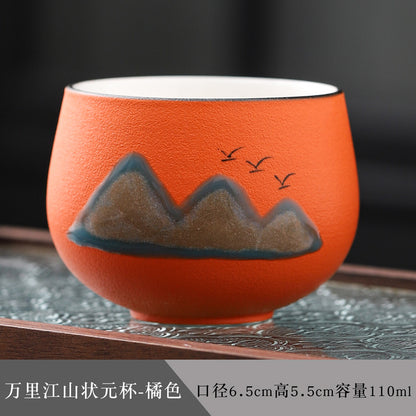 Wanli JS Cultural and Creative Ceramic Tea Set Suit Business Gifting Tea Cup Tea Set Hand Gift Master Cup Personal Cup