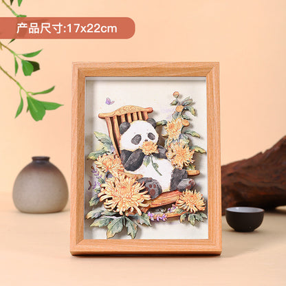 New Chinese National Treasure Panda3D Three-Dimensional diy Paper-Cut Painting Tourist Attractions Commemorative Gift Photo Frame Decoration Chinese New Year