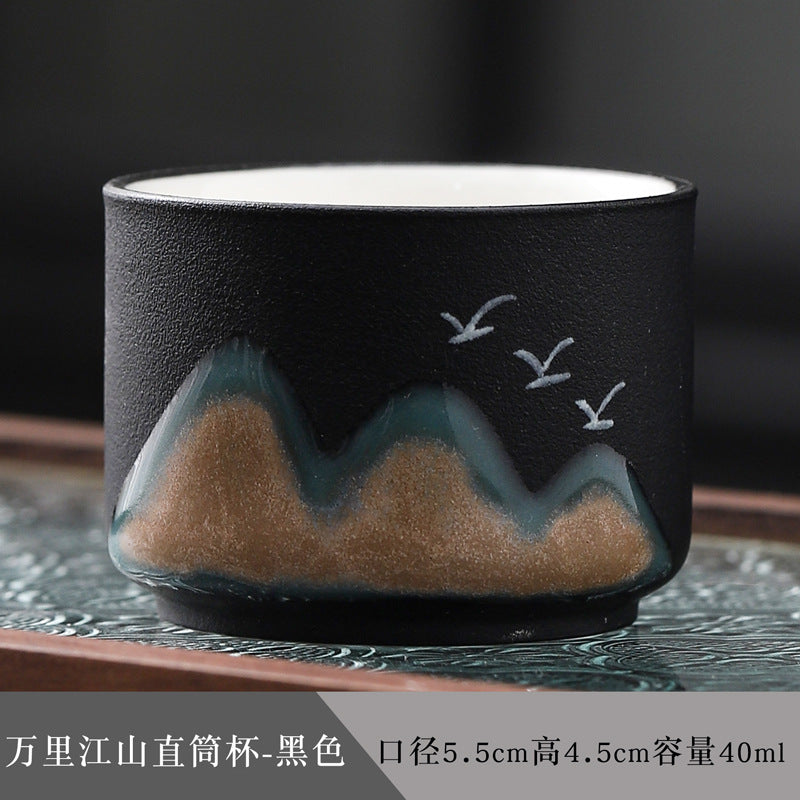 Wanli JS Cultural and Creative Ceramic Tea Set Suit Business Gifting Tea Cup Tea Set Hand Gift Master Cup Personal Cup