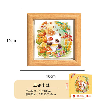 Cute Funny Panda Hollow Decorative 3D Painting Table DIY Home Decorative Small Ornaments3D Three-Dimensional Paper Sculpture Painting Chinese New Year