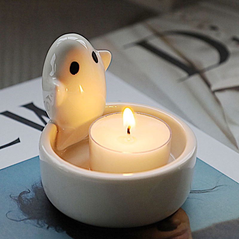 Ceramic Ghost CandlestickinsAmazon Aromatherapy Candle Cute Ghost Nordic Style Decoration Halloween Gift