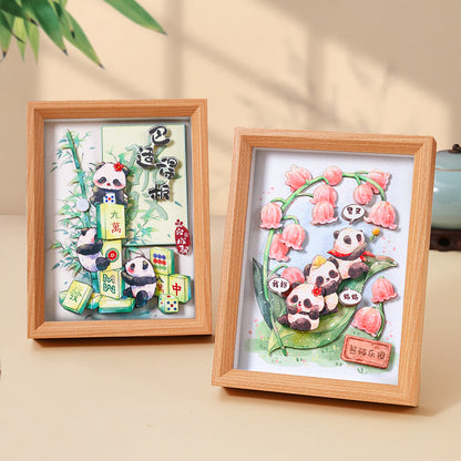 New Chinese National Treasure Panda3D Three-Dimensional diy Paper-Cut Painting Tourist Attractions Commemorative Gift Photo Frame Decoration Chinese New Year
