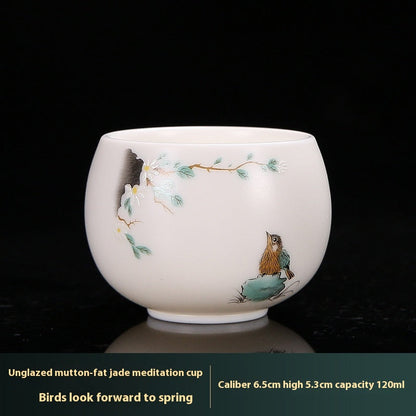 White Jade Plain Burning Ceramic Household Zen Cup Master Cup Guest Cup Kung Fu Tea Cup Tea Cup Men's and Women's Single Cup Single