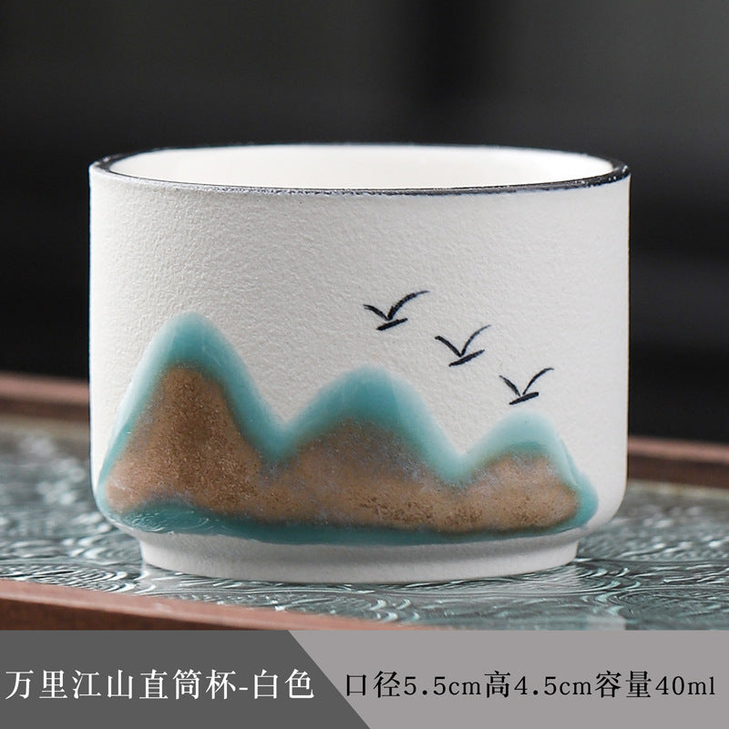 Wanli JS Cultural and Creative Ceramic Tea Set Suit Business Gifting Tea Cup Tea Set Hand Gift Master Cup Personal Cup