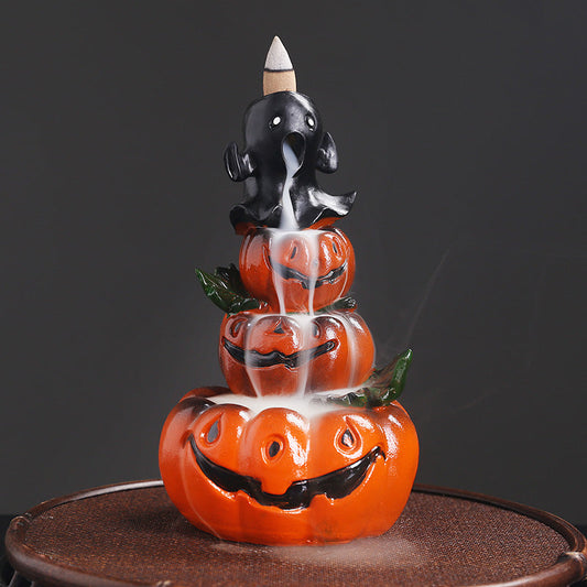 Original Resin Halloween Pumpkin Backflow Incense Burner Creative European Ghost Festival Backflow Incense Burner Gift