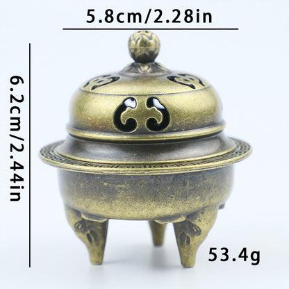 Rongsheng Incense Burner Mini Hollow Lotus Boshan Furnace Lucky Lion Indoor Incense Burner Antique Incense Holder Vintage Stove