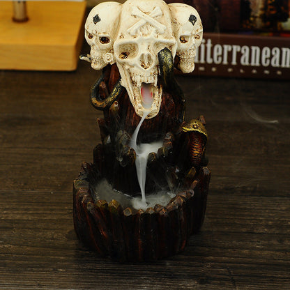 Creative Gift Home Decoration Wansheng Spoof Skull Backflow Incense Burner Nordic Resin Crafts Wholesale