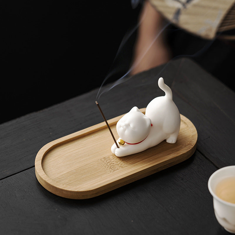 Palace Museum's Cultural and Creative Products Chinese Style Cat Cute Office Desktop Car Cat Incense Holder Decoration Mini Decoration Suit