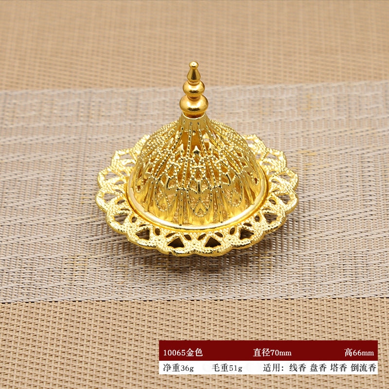 Arab Incense Burner Middle East Style Mini-Portable Gold Tower Incense Burner Incense Utensils Small Size Metal Incense Burner