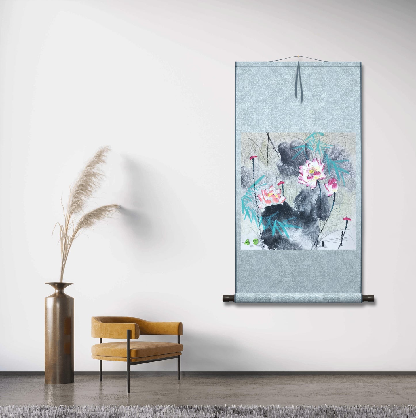 Chinese painting-Plants. Lotus. Living room decoration.